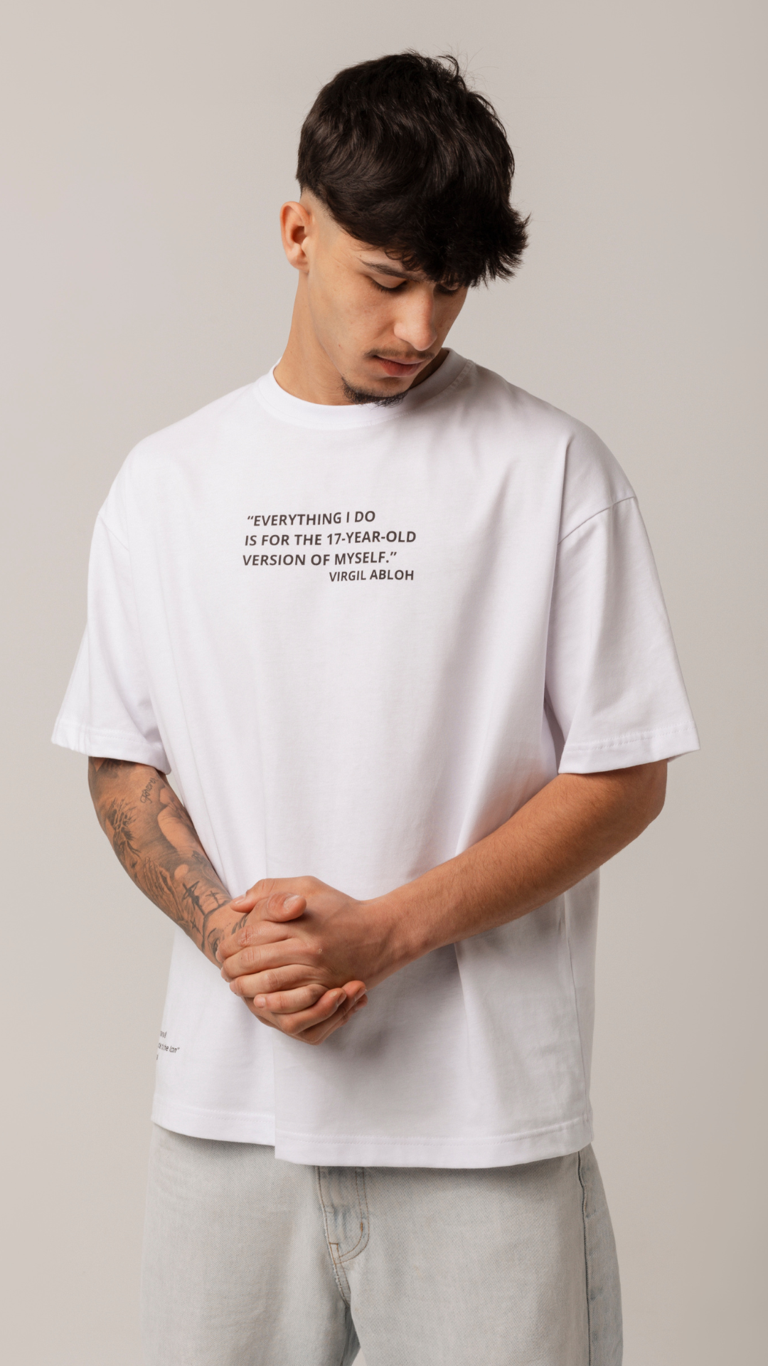 Virgil Tribute T-shirt Branca Oversize